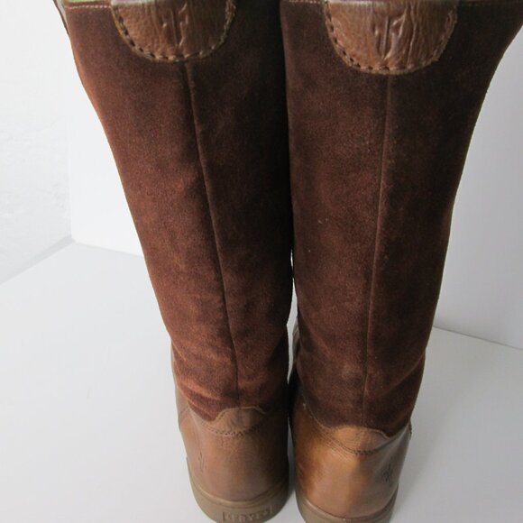 New FRYE Gemma Brown Suede Leather Tall Boots Women's Size 9 FauxShearling Lined - Picture 10 of 10